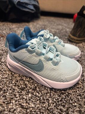 Nike Kids Light Blue and Teal Athletic Sneakers